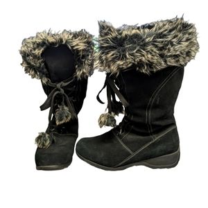 SPORTO Black faux suede/fur 100% Waterproof Winter lace up Boots w/tassels. NWOT